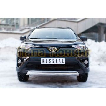 Защита передняя овальная 75х42 мм РусСталь для Toyota RAV4 2015-2019