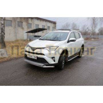 Защита передняя двойная 60-42 мм ТСС для Toyota RAV4 2015-2019