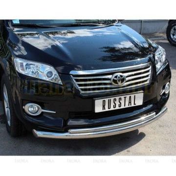 Защита передняя двойная d76-d42 РусСталь для Toyota RAV4 Длинная база 2010-2013
