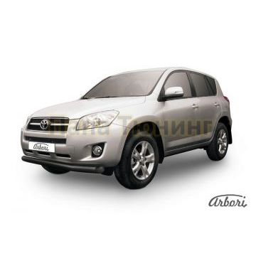 Защита переднего бампера чёрная сталь 76 мм Slitkoff для Toyota RAV4 2009-2010