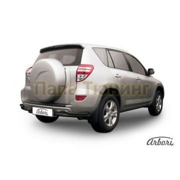 Защита задняя двойные уголки чёрная сталь 57-42 мм Slitkoff для Toyota RAV4 2009-2010