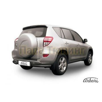 Защита задняя уголки чёрная сталь 76 мм Slitkoff для Toyota RAV4 2009-2010