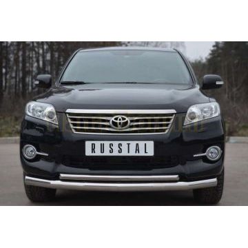 Защита передняя двойная d76-d42 РусСталь для Toyota RAV4 2010-2013