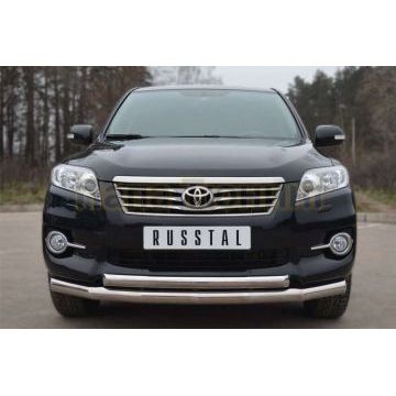 Защита передняя двойная d76-d57  РусСталь для Toyota RAV4 2010-2013
