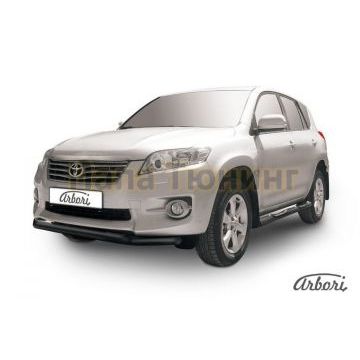 Защита передняя чёрная сталь двойная 57-42 мм Slitkoff для Toyota RAV4 2010-2013 Защита передняя чёрная сталь двойная 57-42 мм Slitkoff для Toyota RAV4 2010-2013