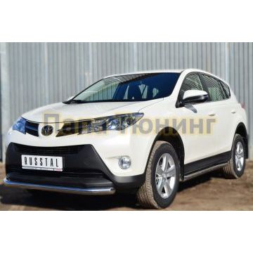 Защита переднего бампера d57 РусСталь для Toyota RAV4 2013-2015