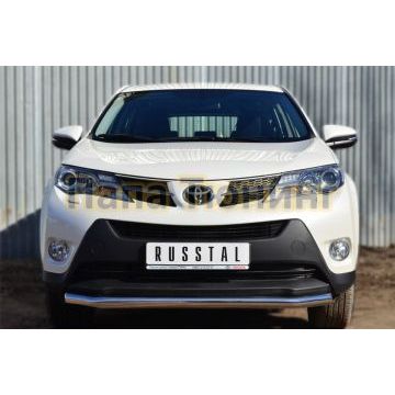 Защита переднего бампера d57 РусСталь для Toyota RAV4 2013-2015