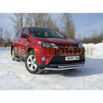 Защита передняя двойная 60-42 мм ТСС для Toyota RAV4 2013-2015
