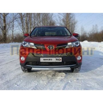 Защита переднего бампера овальная 75х42 мм ТСС для Toyota RAV4 2013-2015