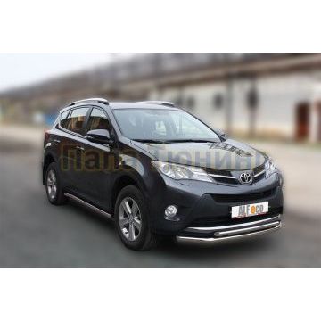Защита передняя двойная 60-42 мм ALFeco для Toyota RAV4 2013-2015