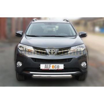 Защита передняя овальная 75х42 мм ALFeco для Toyota RAV4 2013-2015