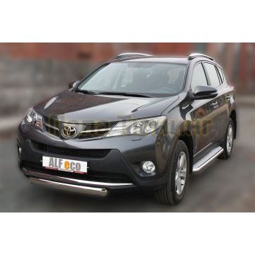 Защита передняя овальная 75х42 мм ALFeco для Toyota RAV4 2013-2015