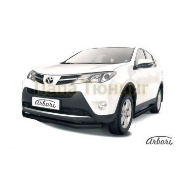 Защита переднего бампера чёрная сталь 76 мм Slitkoff для Toyota RAV4 2013-2015