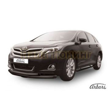 Защита передняя чёрная сталь двойная 76-57 мм Slitkoff для Toyota Venza 2012-2017 Защита передняя чёрная сталь двойная 76-57 мм Slitkoff для Toyota Venza 2012-2017