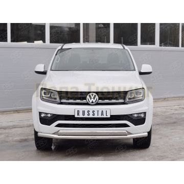 Защита передняя двойная 63-75х42 мм РусСталь для Volkswagen Amarok 2016-