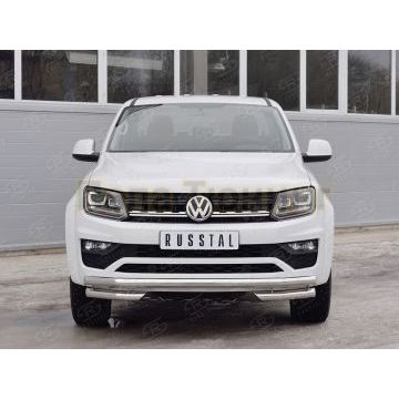Защита передняя двойная d57-d57 РусСталь для Volkswagen Amarok 2016-