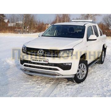 Защита передняя двойная с решеткой 76-42 мм ТСС для Volkswagen Amarok 2016- Защита передняя двойная с решеткой 76-42 мм ТСС для Volkswagen Amarok 2016-