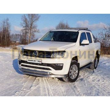 Защита передняя двойная 76-75 мм ТСС для Volkswagen Amarok 2016- Защита передняя двойная 76-75 мм ТСС для Volkswagen Amarok 2016-