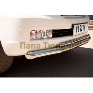 Защита передняя двойная d76-d42 РусСталь для Toyota Land Cruiser 200 2007-2011