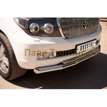 Защита передняя двойная d76-d42 РусСталь для Toyota Land Cruiser 200 2007-2011