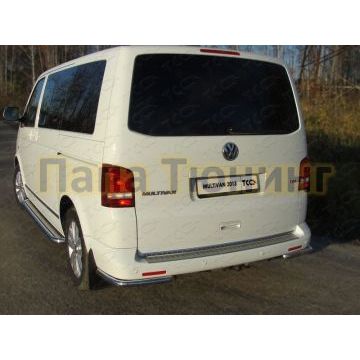 Защита заднего бампера уголки 42 мм ТСС для Volkswagen Multivan/Caravelle 2009-2015