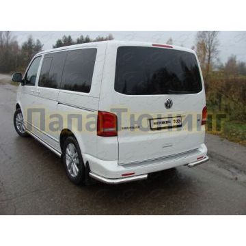 Защита заднего бампера уголки 60 мм ТСС для Volkswagen Multivan/Caravelle 2009-2015