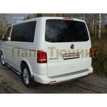 Защита заднего бампера овальная 75х42 мм ТСС для Volkswagen Multivan/Caravelle 2009-2015