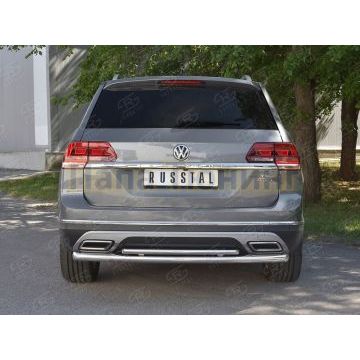 Защита заднего бампера двойная дуга d57-d42 для Volkswagen Teramont 2018- Защита заднего бампера двойная дуга d57-d42 для Volkswagen Teramont 2018-