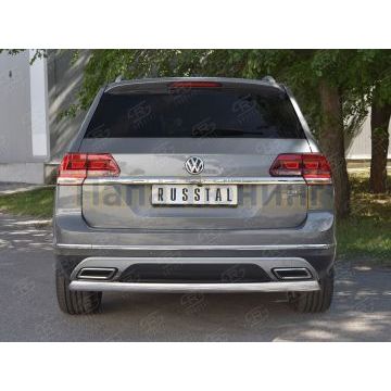 Защита заднего бампера овальная 75х42 мм дуга для Volkswagen Teramont 2018- Защита заднего бампера овальная 75х42 мм дуга для Volkswagen Teramont 2018-