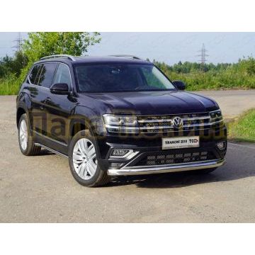 Защита передняя овальная 75х42 мм ТСС для Volkswagen Teramont 2018- Защита передняя овальная 75х42 мм ТСС для Volkswagen Teramont 2018-