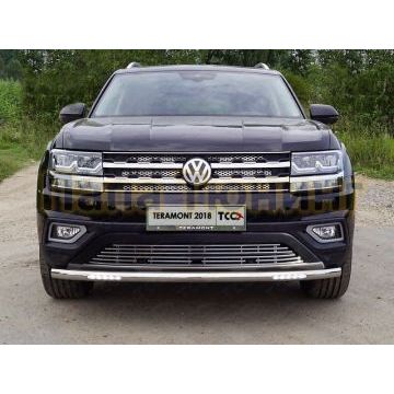Защита переднего бампера с ДХО 60 мм ТСС для Volkswagen Teramont 2018- Защита переднего бампера с ДХО 60 мм ТСС для Volkswagen Teramont 2018-
