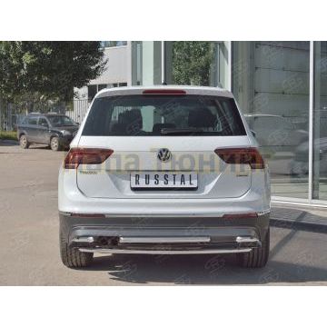 Защита задняя двойная с уголками d42 РусСталь для Volkswagen Tiguan 2016-2020 Защита задняя двойная с уголками d42 РусСталь для Volkswagen Tiguan 2016-2020
