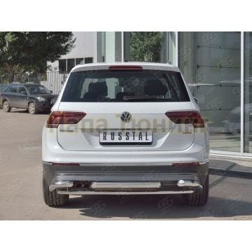 Защита задняя двойная с уголками d57-d42 РусСталь для Volkswagen Tiguan 2017-- Защита задняя двойная с уголками d57-d42 РусСталь для Volkswagen Tiguan 2017--