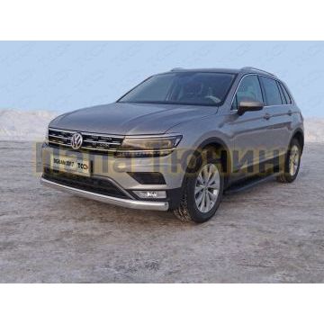 Защита передняя овальная длинная для Offroad 75х42 мм ТСС для Volkswagen Tiguan 2016- Защита передняя овальная длинная для Offroad 75х42 мм ТСС для Volkswagen Tiguan 2016-