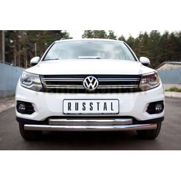 Защита передняя двойная d57-d57 РусСталь для Volkswagen Tiguan 2011-2016