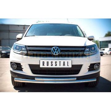 Защита передняя двойная d57-d42 РусСталь для Volkswagen Tiguan 2011-2016