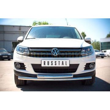 Защита передняя двойная d57-d57 РусСталь для Volkswagen Tiguan 2011-2016