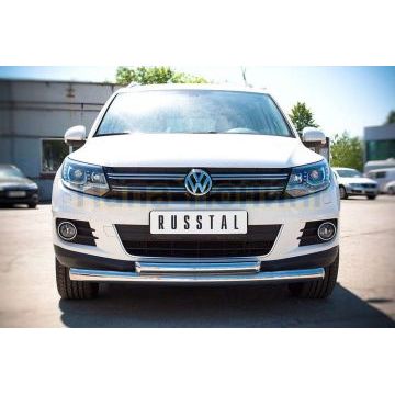 Защита передняя двойная d76-d57  РусСталь для Volkswagen Tiguan 2011-2016