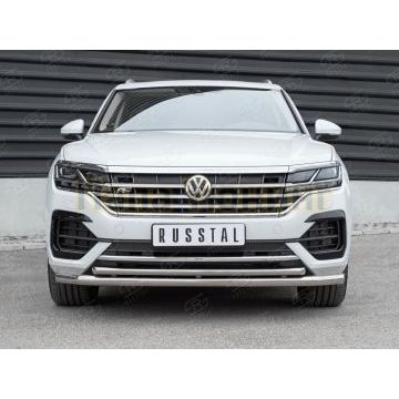 Защита передняя двойная d57-d42 секции-дуга для Volkswagen Touareg 2018-