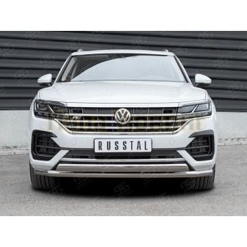 Защита передняя двойная d57-75хd42 секции-дуга для Volkswagen Touareg 2018-
