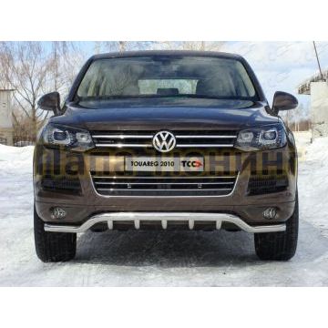 Защита передняя двойная 60-42 мм ТСС для Volkswagen Touareg 2010-2014 Защита передняя двойная 60-42 мм ТСС для Volkswagen Touareg 2010-2014