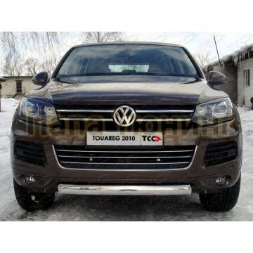 Защита передняя овальная 75х42 мм ТСС для Volkswagen Touareg 2010-2014 Защита передняя овальная 75х42 мм ТСС для Volkswagen Touareg 2010-2014