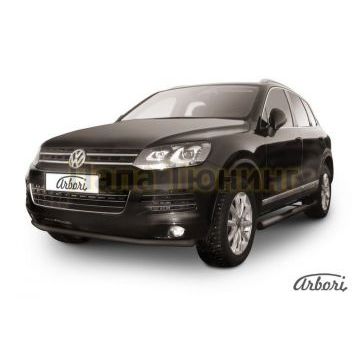 Защита переднего бампера чёрная сталь 57 мм Slitkoff для Volkswagen Touareg 2010-2017 Защита переднего бампера чёрная сталь 57 мм Slitkoff для Volkswagen Touareg 2010-2017