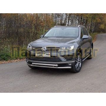 Защита передняя двойная 60-60 мм ТСС для Volkswagen Touareg R-Line 2014-2017 Защита передняя двойная 60-60 мм ТСС для Volkswagen Touareg R-Line 2014-2017