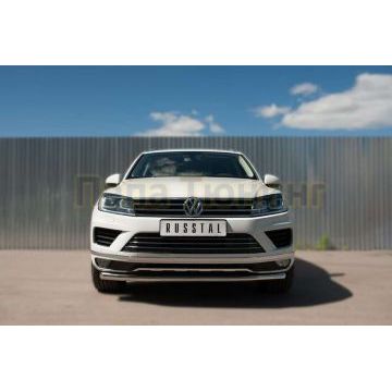 Защита переднего бампера d57 РусСталь для Volkswagen Touareg 2014-2017