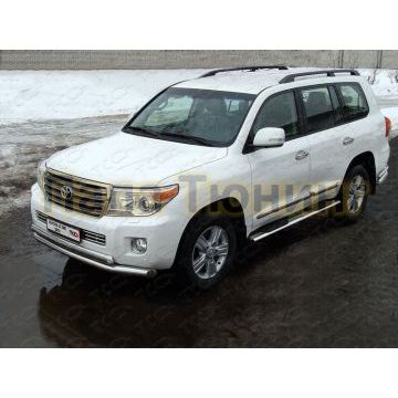 Защита передняя двойная 76-75 мм ТСС для Toyota Land Cruiser 200 2012-2015