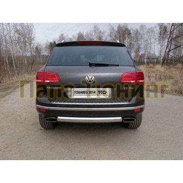 Защита заднего бампера овальная 75х42 мм ТСС для Volkswagen Touareg 2014-2017 Защита заднего бампера овальная 75х42 мм ТСС для Volkswagen Touareg 2014-2017