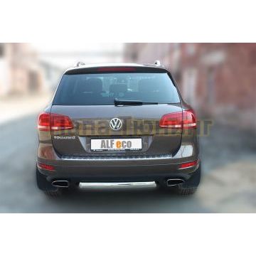 Защита задняя (ОВАЛ) D 75х42 ALFeco для Volkswagen Touareg 2010-2017
