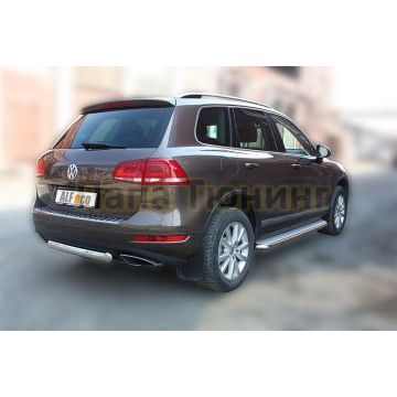 Защита задняя (ОВАЛ) D 75х42 ALFeco для Volkswagen Touareg 2010-2017