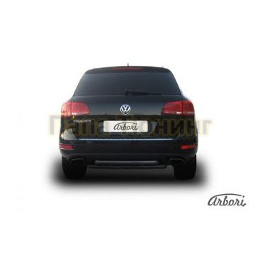 Защита заднего бампера двойная 57-57 мм Slitkoff для Volkswagen Touareg 2010-2017 Защита заднего бампера двойная 57-57 мм Slitkoff для Volkswagen Touareg 2010-2017